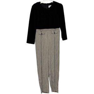 DJ Summers vintage jumpsuit ribbed‎ top B/W plaid bottoms Women's Petite sz 12P